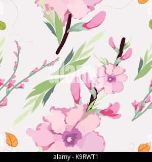 Japanese plum blossom seamless pattern Stock Vector