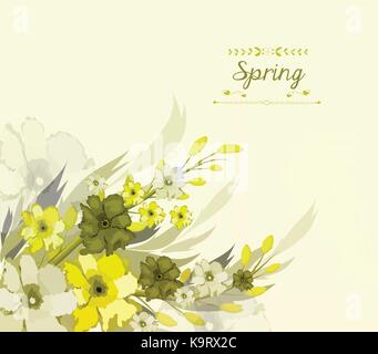Floral background, spring theme, greeting card Stock Vector