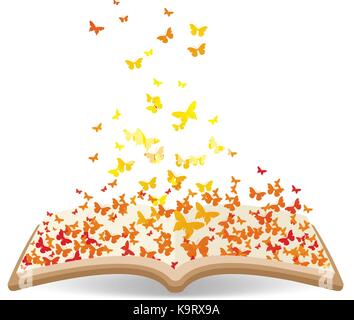 Spring with butterflies in the book Stock Vector