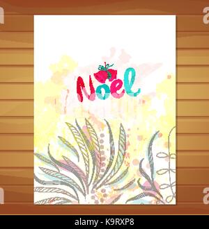 christmas card. Watercolor floral background Stock Vector