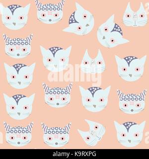 Cute cats abstract nature seamless pattern. It is located in swatch menu, vector image Stock Vector
