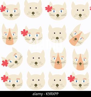 Adorable cats seamless pattern. It is located in swatch menu, vector image Stock Vector