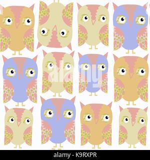 Owls abstract nature seamless pattern. It is located in swatch menu, vector image Stock Vector