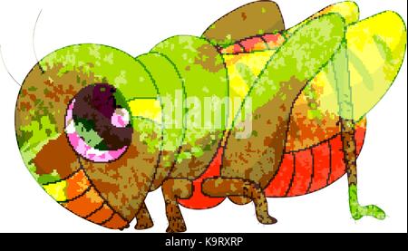 watercolor grasshopper isolated on white background Stock Vector