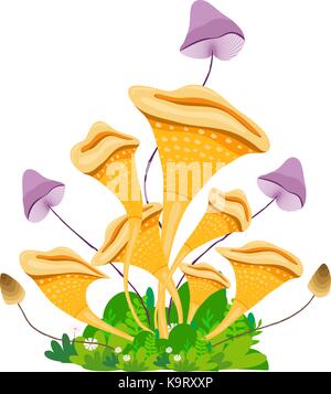 mushroom porcini with grass on white Stock Vector