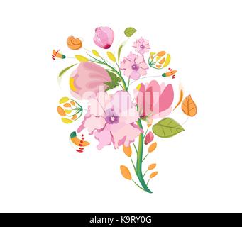 Flower Bouquet Watercolor Clipart Stock Vector