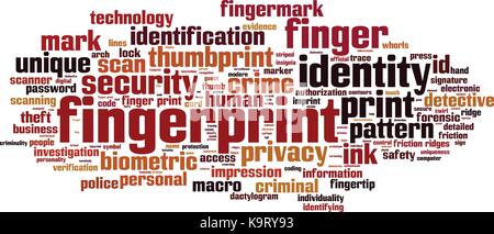 Fingerprint word cloud concept. Vector illustration Stock Vector