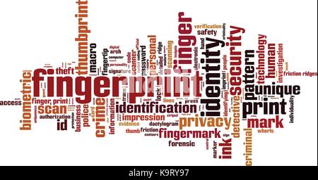 Fingerprint word cloud concept. Vector illustration Stock Vector