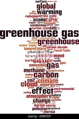 Greenhouse gas word cloud concept. Vector illustration Stock Vector