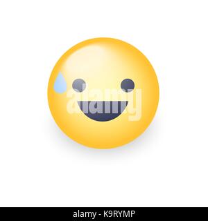 Smiling emoticon with open mouth and cold sweat Stock Vector Image ...