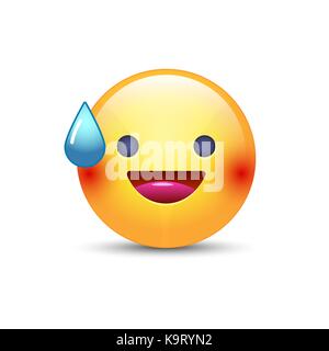 Smiling Face with Open Mouth and Cold Sweat. Smiling emoticon mood ...
