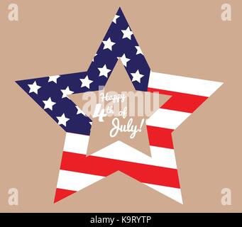 Funny card Happy 4th of July. Feast day of American Independence. Retro card with congratulations Stock Vector