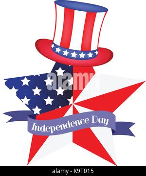4th of July - Independence Day celebration background with hat, star, American flag Stock Vector