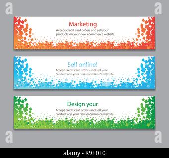colorful horizontal banners with square motive Stock Vector