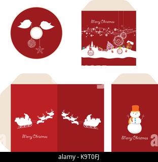 brand identity merry Christmas disc with packaging, Envelope retro Stock Vector