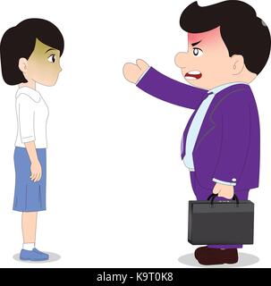 Businessman. Cartoon boss man firing an employee Stock Vector