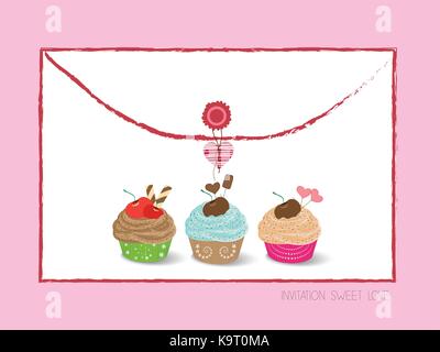 envelope with cupcakes Stock Vector