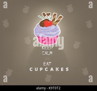 keep calm and eat cupcakes Stock Vector