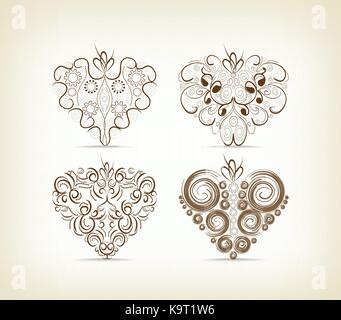 set of christmas hearts doodle for design Stock Vector