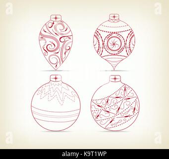 set of christmas balls doodle for design Stock Vector