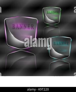 Vector illustration of bright splinters with illumination banners. Stock Vector