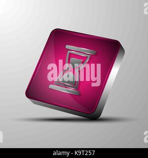 The vector 3d button with sand glass symbol Stock Vector