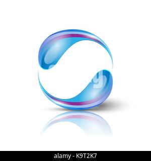 Two blue drops making a circle with purple lines isolated on white. Stock Vector
