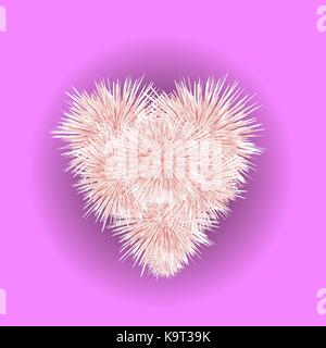 Fur Pink Heart Isolated Stock Vector