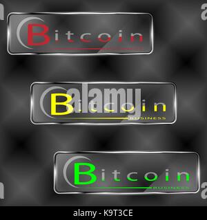 The vector set of banners with bitcoin text Stock Vector