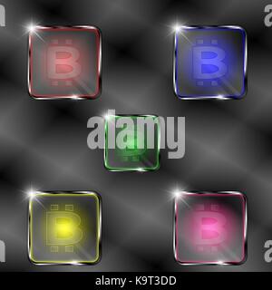 The vector set of banners with bitcoin symbol Stock Vector