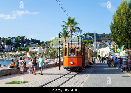 Heritage tramway in Port de Soller, Majorca, Spain on September 2017 Stock Photo