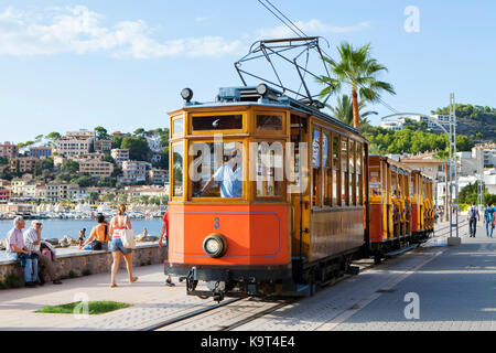 Heritage tramway in Port de Soller, Majorca, Spain on September 2017 Stock Photo