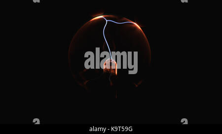 Electrostatic plasma sphere in the dark. Tesla coil - physics Stock ...