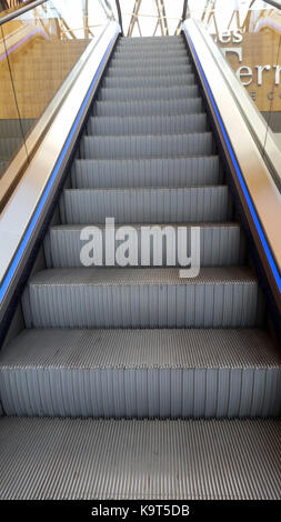 Automatic Steel Escalator in a mall in France Stock Photo