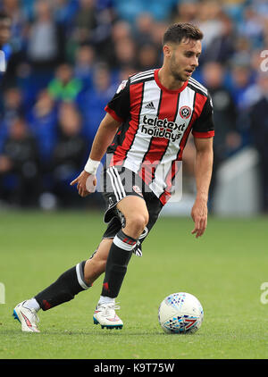 Sheffield United's George Baldock during the Sky Bet Championship match at Hillsborough, Sheffield. PRESS ASSOCIATION Photo. Picture date: Sunday September 24, 2017. See PA story SOCCER Sheff Wed. Photo credit should read: Mike Egerton/PA Wire. RESTRICTIONS: No use with unauthorised audio, video, data, fixture lists, club/league logos or 'live' services. Online in-match use limited to 75 images, no video emulation. No use in betting, games or single club/league/player publications. Stock Photo