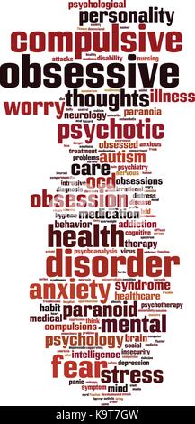 Obsessive word cloud concept. Vector illustration Stock Vector