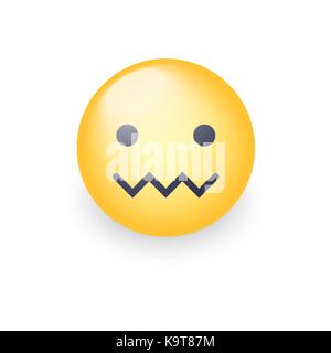 Confounded emoticon face. Zipper-Mouth Face. Embarrassed emoticon with ...