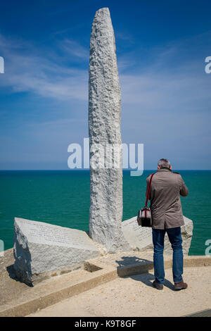 Memorial at the top of Pointe du Hoc, overlooking the Omaha Beach landing, D-Day - June 6, 1944, Normandy, France Stock Photo