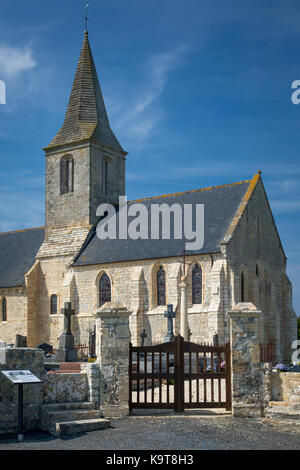 Eglise Saint Pierre, originally built 11th Century, Destroyed on D-Day, and rebuilt in 1950, St Pierre du Mont, Normandy, France Stock Photo