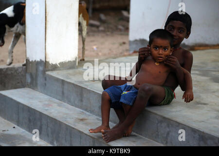 Unidentified Happy Indian rural children Stock Photo