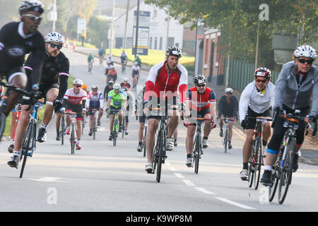Birmingham, UK. 24th September,, 2017.  15,000 cyclists take part in a 100 mile closed-route event from Birmingham and into the wider Midlands. The ride is part of Birmingham City Council's Cycle Revolution strategy - a long-term  plan to encourage more cycling. Peter Lopeman/Alamy Live News Stock Photo
