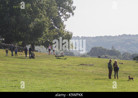 London, UK. 24th Sep, 2017. People enjoy walking in Richmond bathed in morning sunshine as warmer temperatures are predicted over the next few days in Southeat England Credit: amer ghazzal/Alamy Live News Stock Photo