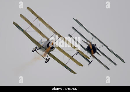 Great War Display Team Sopwith Triplane and Fokker DR1 at the Duxford September Airshow Stock Photo