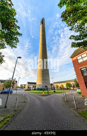 Northampton, UK - Sep 10, 2017: Northampton National lift tower over morning cityscape. Stock Photo