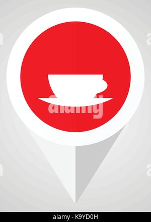 Espresso vector icon. White and red web pointer in eps 10 for webdesign and smartphone applications. Stock Vector