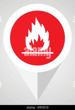 Flame vector icon. White and red web pointer in eps 10 for webdesign and smartphone applications. Stock Vector