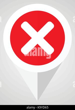 Cancel vector icon. White and red web pointer in eps 10 for webdesign and smartphone applications. Stock Vector