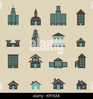 Factory building icon vector set in the flat style. Industrial factory ...