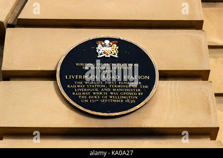 Liverpool Road Station Black Plaque Stock Photo