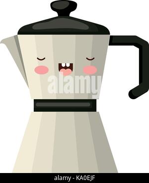 metallic jar of coffee with handle colorful kawaii silhouette Stock Vector